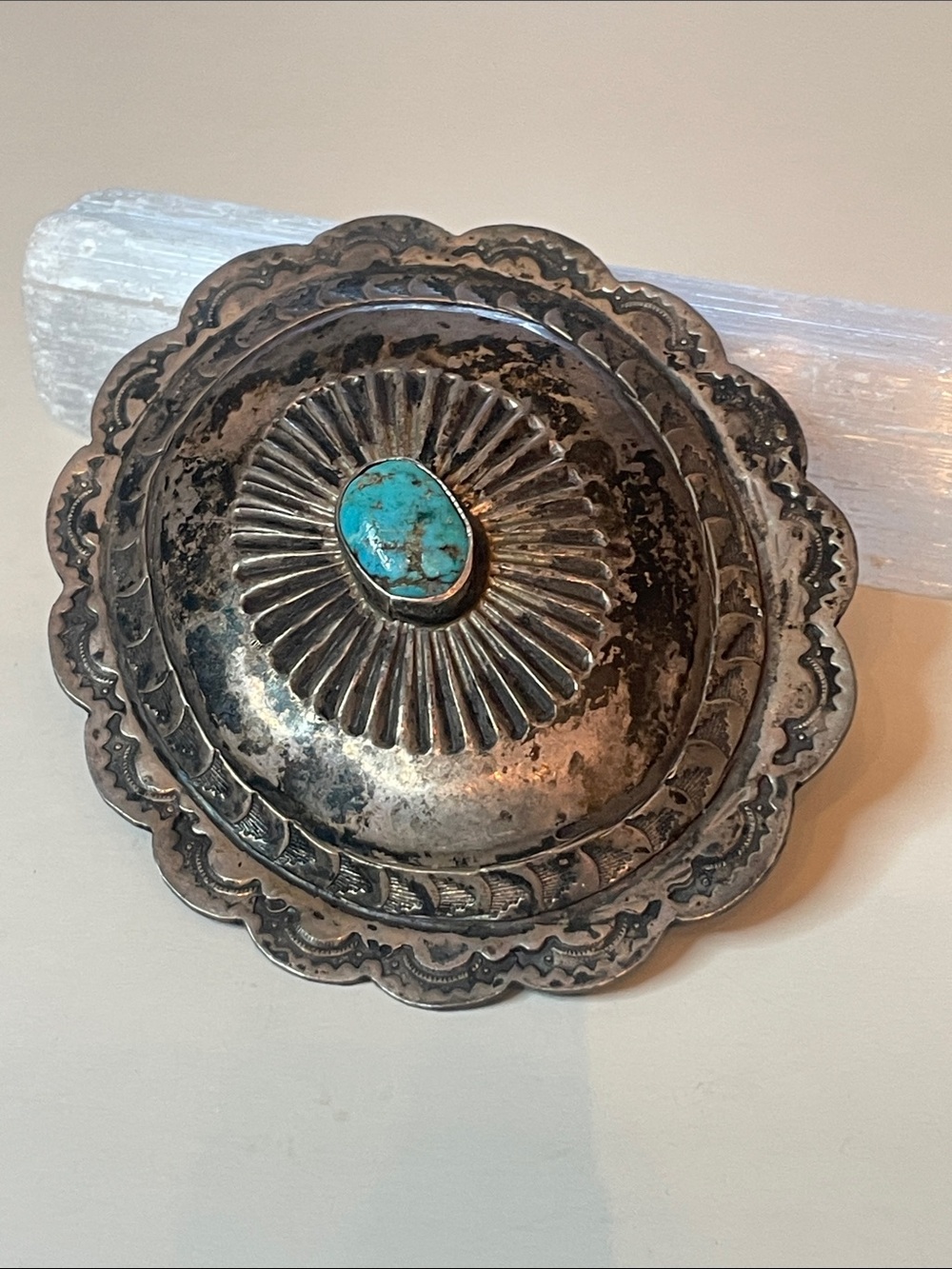 Navajo Vintage Old Pawn Belt Concho Silver Turquoise Unsigned